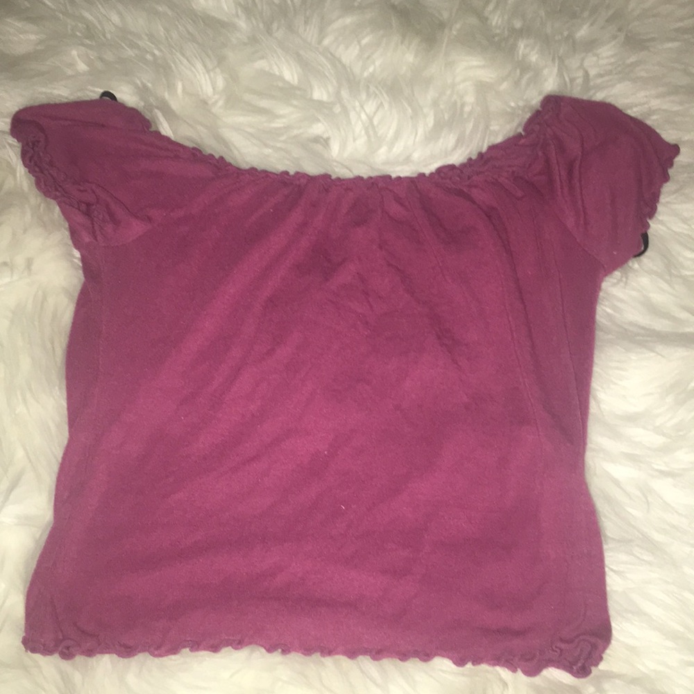 Purple Off The Shoulder Crop Top